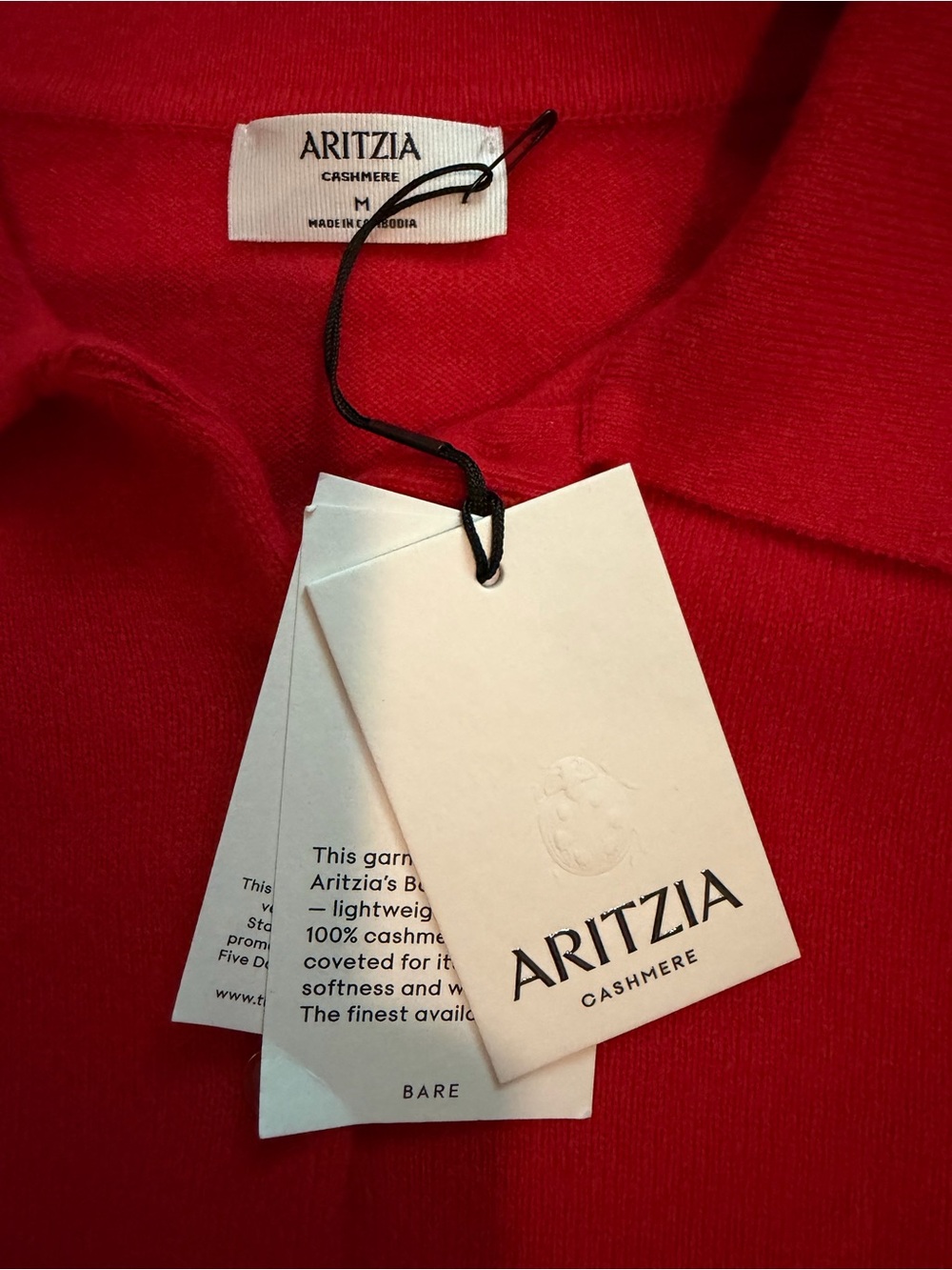 Aritzia Cashmere Polo Sweater NWT Flashing Red - Picture 5 of 5
